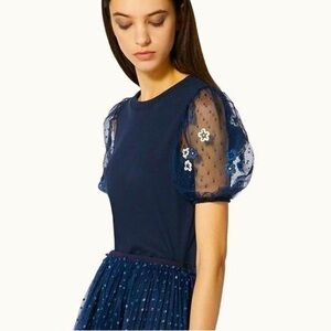 Red Valentino luxurious flower sleeves designed Top